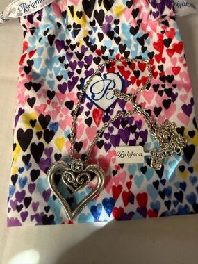 Brighton Silver Heart Pendant Necklace with Clear Crystal Accent